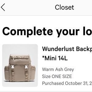 lululemon athletica Warm Ash Grey MINI Backpack 14L